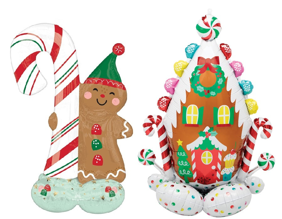 Christmas Gingerbread House Man Candy Airloonz Balloons AIR FILLED