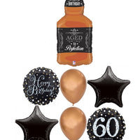 60th Birthday Whiskey Bottle Aged To Perfection Balloon Bouquet