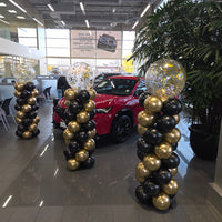 1920s Great Gatsby Gold Confetti Chrome Black Balloon Column