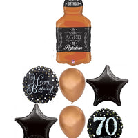 70th Birthday Whiskey Bottle Aged To Perfection Balloon Bouquet
