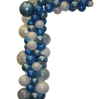 Garland Balloon Arch White Chrome Blue Confetti