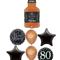 80th Birthday Whiskey Bottle Aged To Perfection Balloon Bouquet