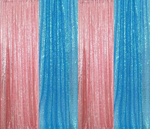 Backdrop Sequin Pink Light Blue Curtians with Frame Rentals