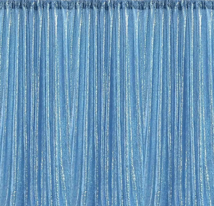 Backdrop Sequin Light Blue Curtains with Frame Rentals