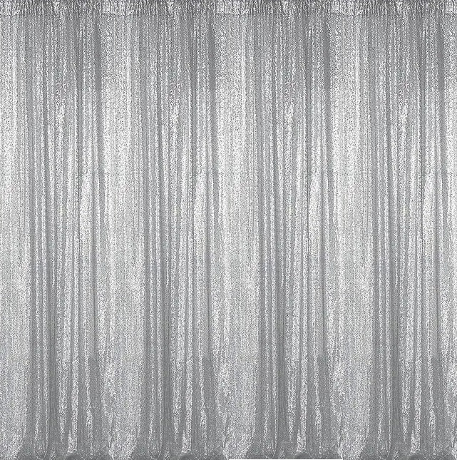 Backdrop Sequin Silver Curtains with Frame Rentals