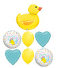 Baby Shower Yellow Duck Blue Heart Balloons Bouquet with Helium Weight