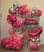 Barbie Birthday Garland Balloon Arch Stand Up Silver Shimmer Wall