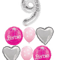 Barbie Malibu Beach Birthday Pick An Age Silver Number Balloon Bouquet