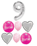 Barbie Malibu Beach Birthday Pick An Age Silver Number Balloon Bouquet