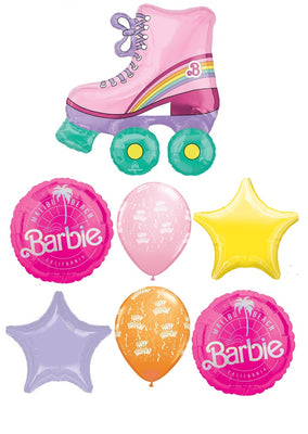 Barbie Roller Skate Birthday Balloon Bouquet with Helium and Weight