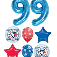 Baseball Blue Jays Birthday Pick An Age Blue Numbers Balloon Bouquet