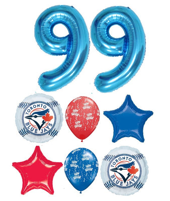 Baseball Blue Jays Birthday Pick An Age Blue Numbers Balloon Bouquet