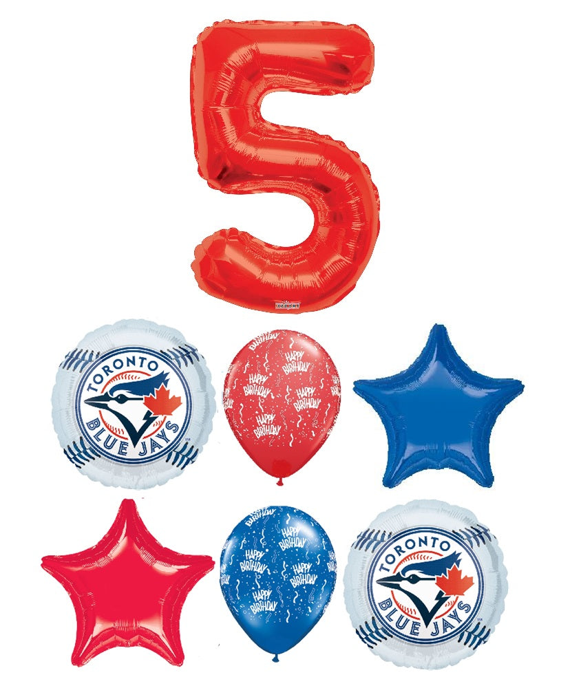 Baseball Toronto Blue Jays Birthday Age Red Number Balloon Bouquet