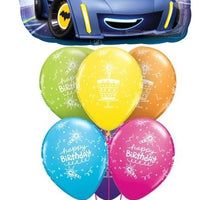 Batman Batwheels Birthday Cake Balloon Bouquet with Helium and Weight