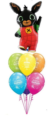 Bing Happy Birthday Balloon Bouquet with Helium and Weight
