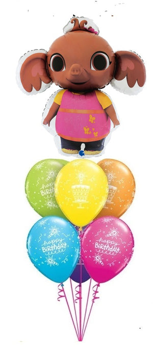 Bing Sula Happy Birthday Balloon Bouquet with Helium and Weight