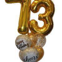 Birthday Cheers Gold Number Pick An Age Balloon Bouquet with Helium Weight