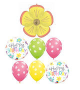 Birthday Flower Blossom Balloon Bouquet with Helium Weight