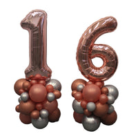 Birthday Pick An Age Rose Gold Number Chomre Balloons Stand Up