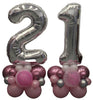 Birthday Pick An Age Jumbo Silver Numbesr Pinks Balloon Stand Ups