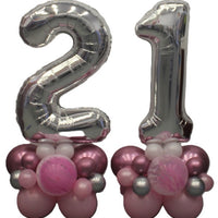 Birthday Pick An Age Jumbo Silver Numbesr Pinks Balloon Stand Ups