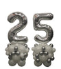 Birthday Pick An Age White Chrome Silver Numbers Balloon Stand Ups