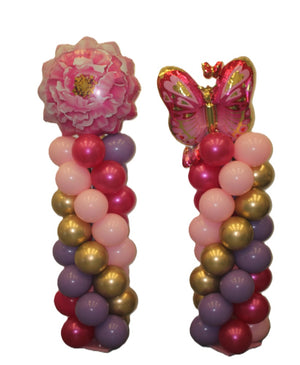 Flower Butterfly Birthday Balloon Column Tower