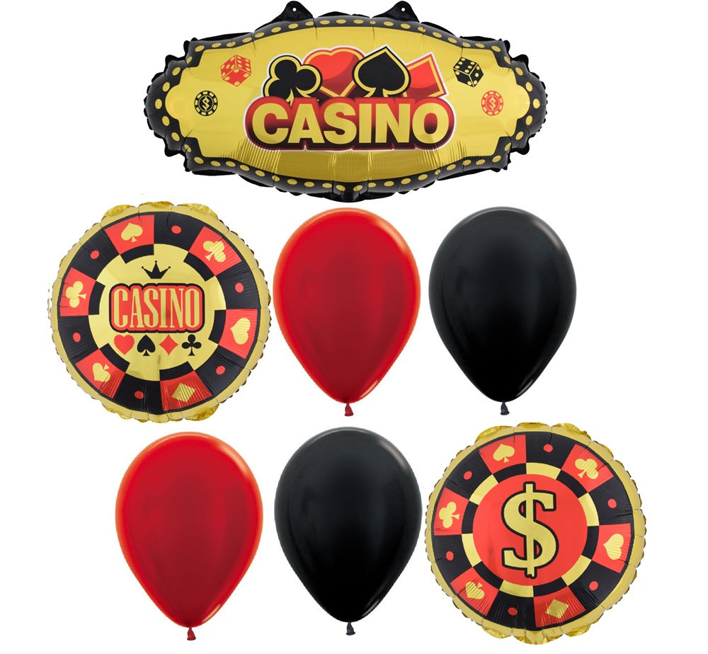 Casino Night Balloon Bouquet with Helium and Weight