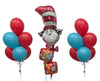 Cat In The Hat Birthday Balloons Bouquet of 7 Set of 2 with Helium Weight