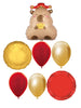 Chinese New Year Capybar Prosperity Red Gold Balloons Bouquet