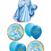 Cinderlla Once Upon A Time Birthday Balloon Bouquet with Helium Weight
