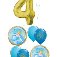 Cinderella Birthday Pick An Age Gold Number Balloon Bouquet