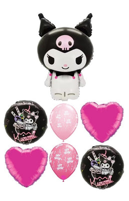 Cinnamoroll Kuromi Birthday Black Pink Balloons Bouquet Helium Weight