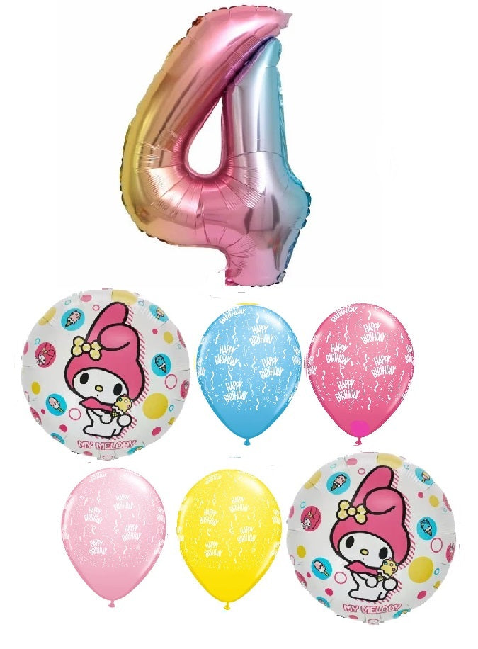 Cinnamoroll My Melony Pick Age Rainbow Birthday Balloons Bouquet