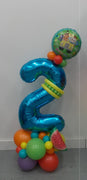 Cocomelon Birthday Pick An Age Blue Number Balloon Stand Up