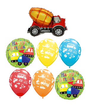 Construction Cement Truck Happy Birthday Balloon Bouquet Helium Weight