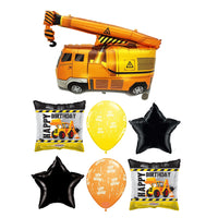 Construction Crane Truck Birthday Balloon Bouquet with Helium Weight