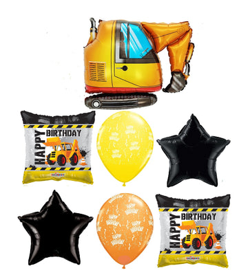 Construction Excavator Truck Balloons Happy Birthday Balloon Helium Weight