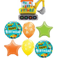Construction Truck Excavator Digger Happy Birthday Balloon Bouquet