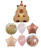 Cute Capybara Cake Birthday Balloons Bouquet with Helium and Weight
