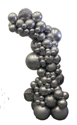Mirror Silver Curved Garland Balloon Arch