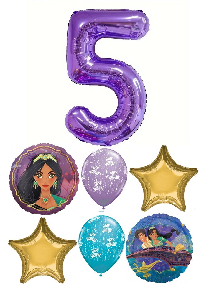 Princess Jasmine Purple Number Pick An Age Birthday Balloon Bouquet