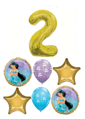 Disney Princess Jasmine Birthday Pick Age Gold Number Balloon Bouquet