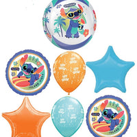 Disney Stitch Orbz Birthday Balloons Bouquet with Helium and Weight