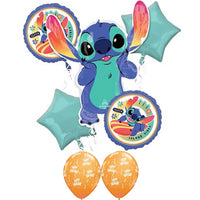 Stitch Happy Birthday Balloon Bouquet with Helium and Weight