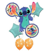 Stitch Happy Birthday Balloon Bouquet with Helium and Weight