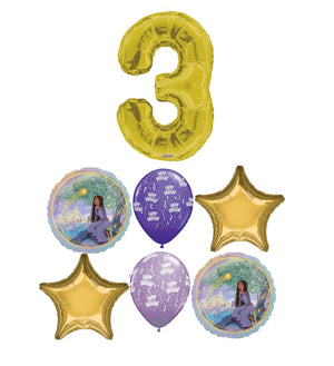 Disney Wish Birthday Gold Number Pick An Age Star Balloon Bouquet