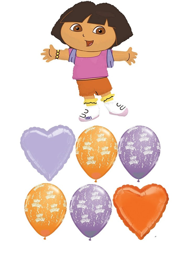 Dora The Explorer Birthday Balloon Bouquet with Helium Weight | Balloon ...