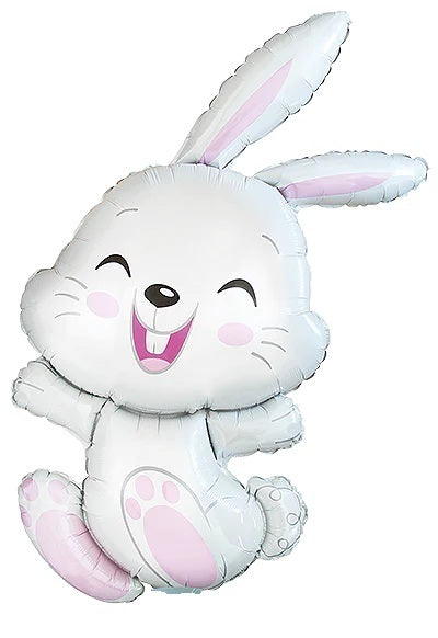 Easter White Pink Bunny Rabbit Balloons with Helium and Weight