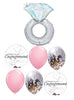 Engagement Ring Platinum Confetti Balloons Bouquet with Helium Weight